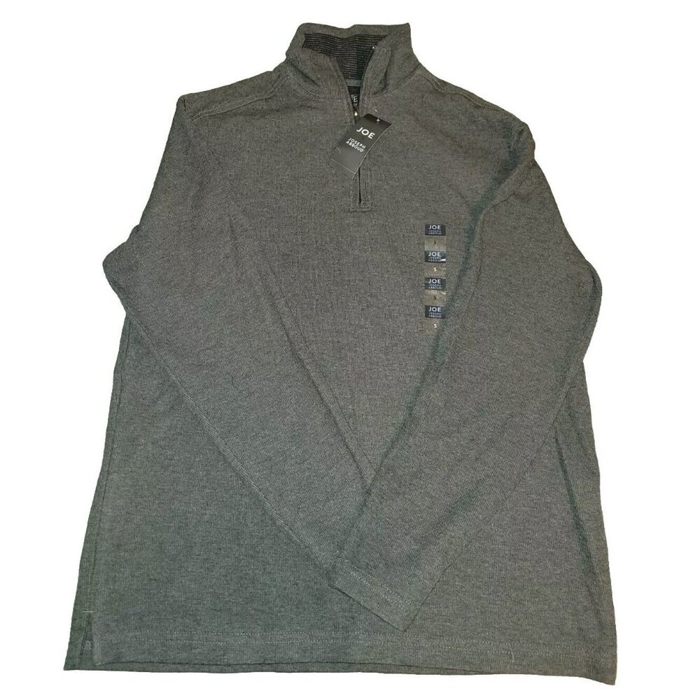 Joseph Abboud Women Pullover Sweater 1/4 Zip Gray French Rib S Mock Turtle Neck